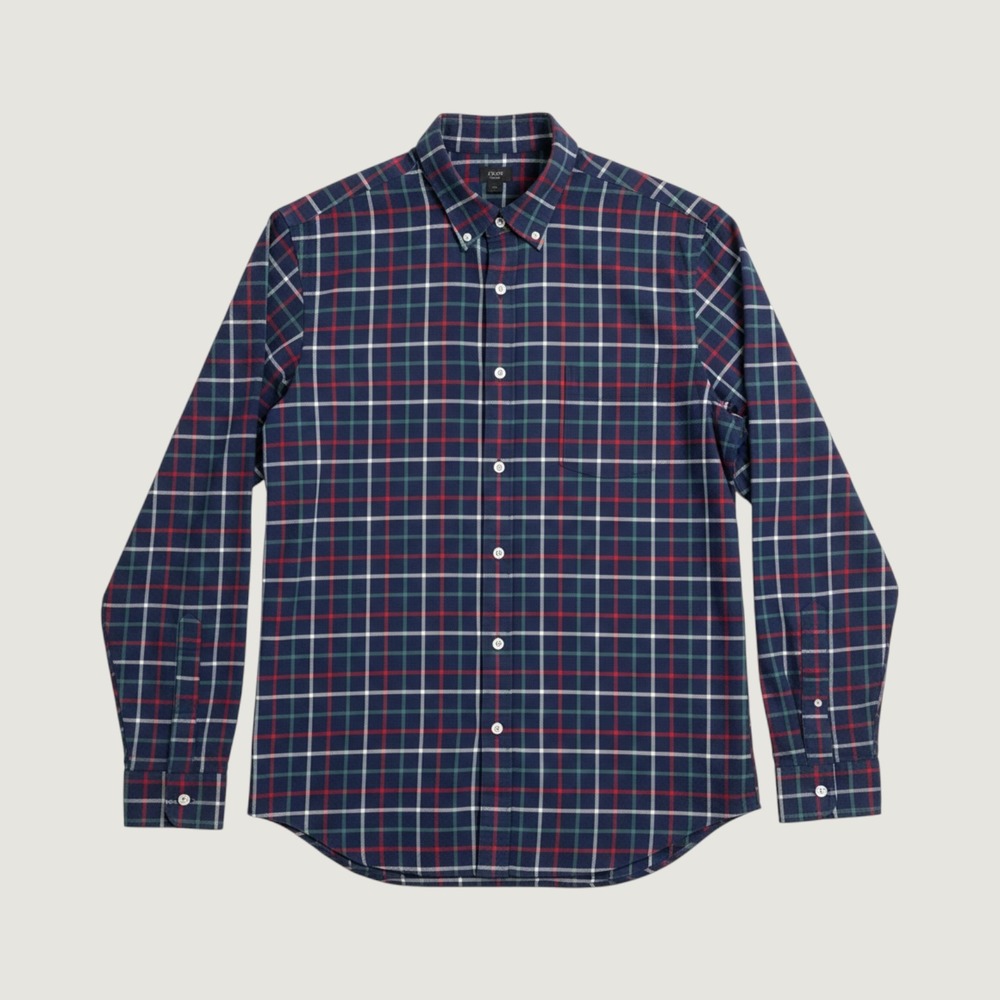 J.Crew Mens XL Oxford‎ Button Down Shirt Plaid Navy Blue Red Green Cotton 22126